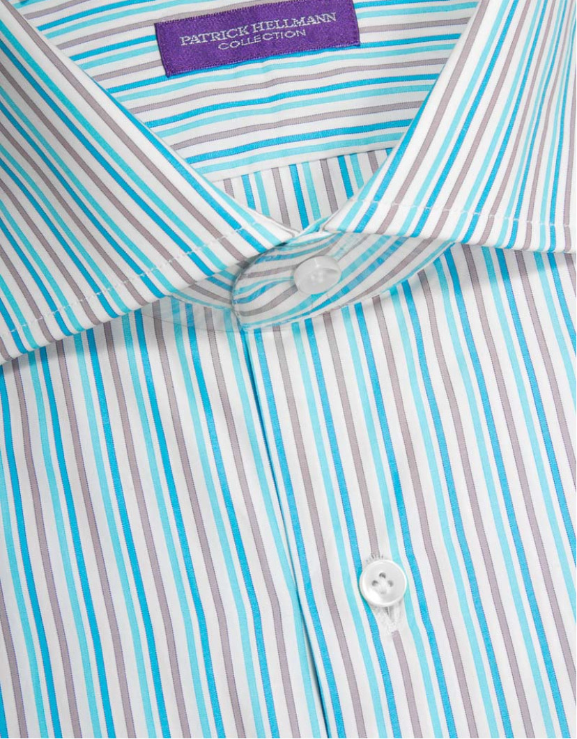 Patrick Hellmann Collection Light Blue Shirt With Grey And White Stripes  image